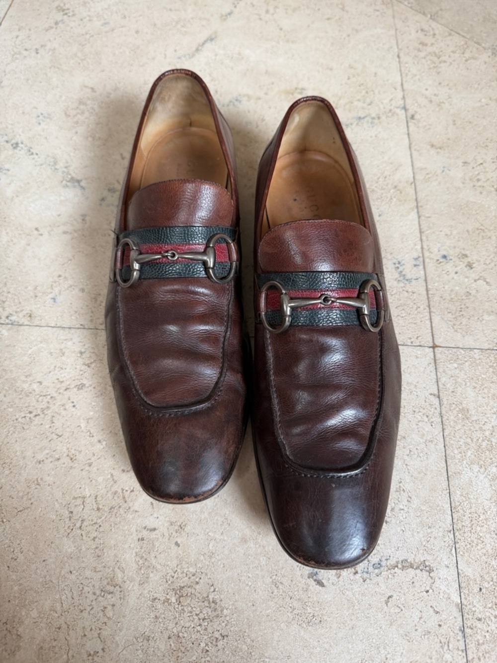 Gucci Men's Brown Leather Horsebit Loafers